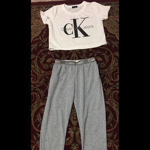 Calvin Klein Shirt and sweatpants. NEW